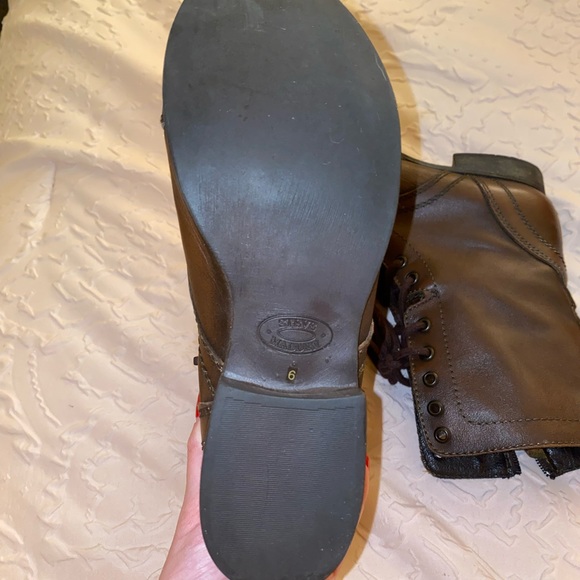 Steve Madden Troopa Brown Leather Combat Boots - Picture 5 of 6